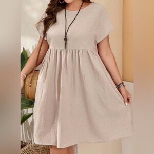 Emery Rose Dress Size 1XL Cotton Cream Short Sleeve Pockets Neutral Cottagecore